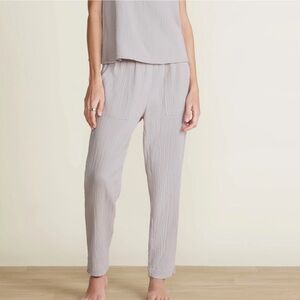 Barefoot Dreams Malibu Collection Sun Soaked Cropped Gauzy Cotton Grey Pants Lrg
